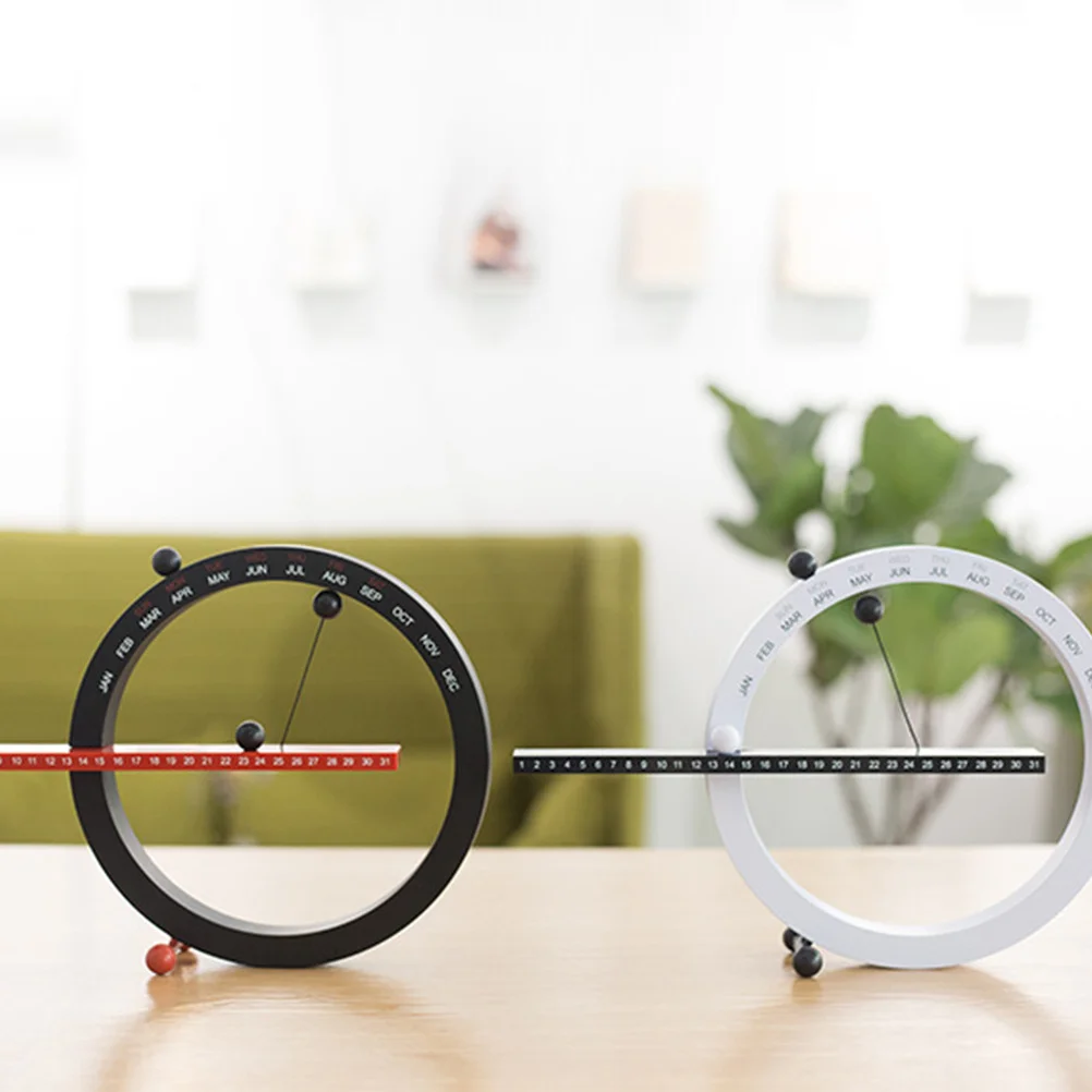 1 قطعة تقويم مكتبي مغناطيسي أسود أبيض ديكور مكتب المنزل الحديث سنة شهر أسبوع الكرة معلقة حلية ل