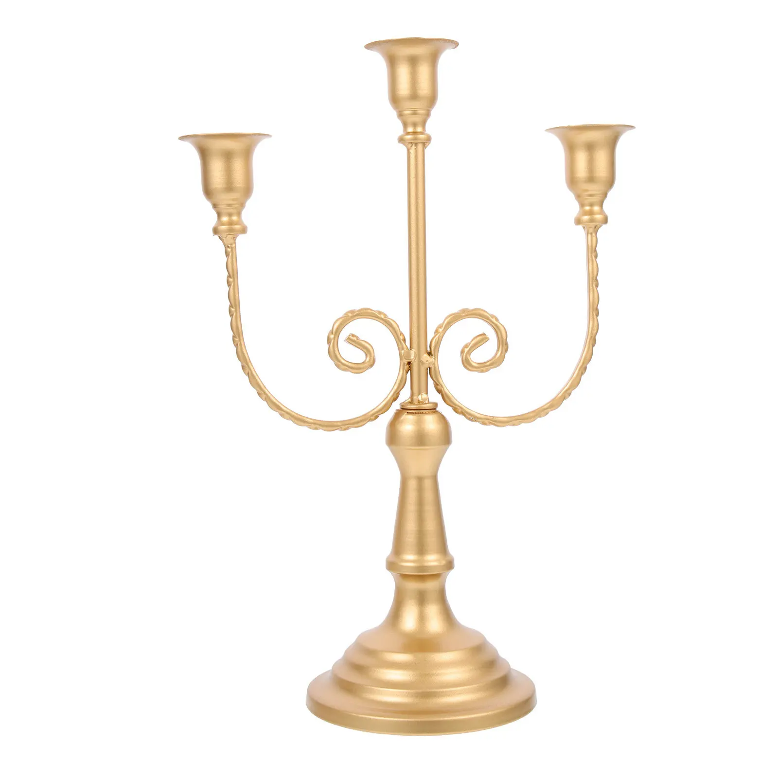 

3-Arms Iron Candelabrum European Style Vintage Candlestick Detachable Multi-Head Holder For Home Party Decoration