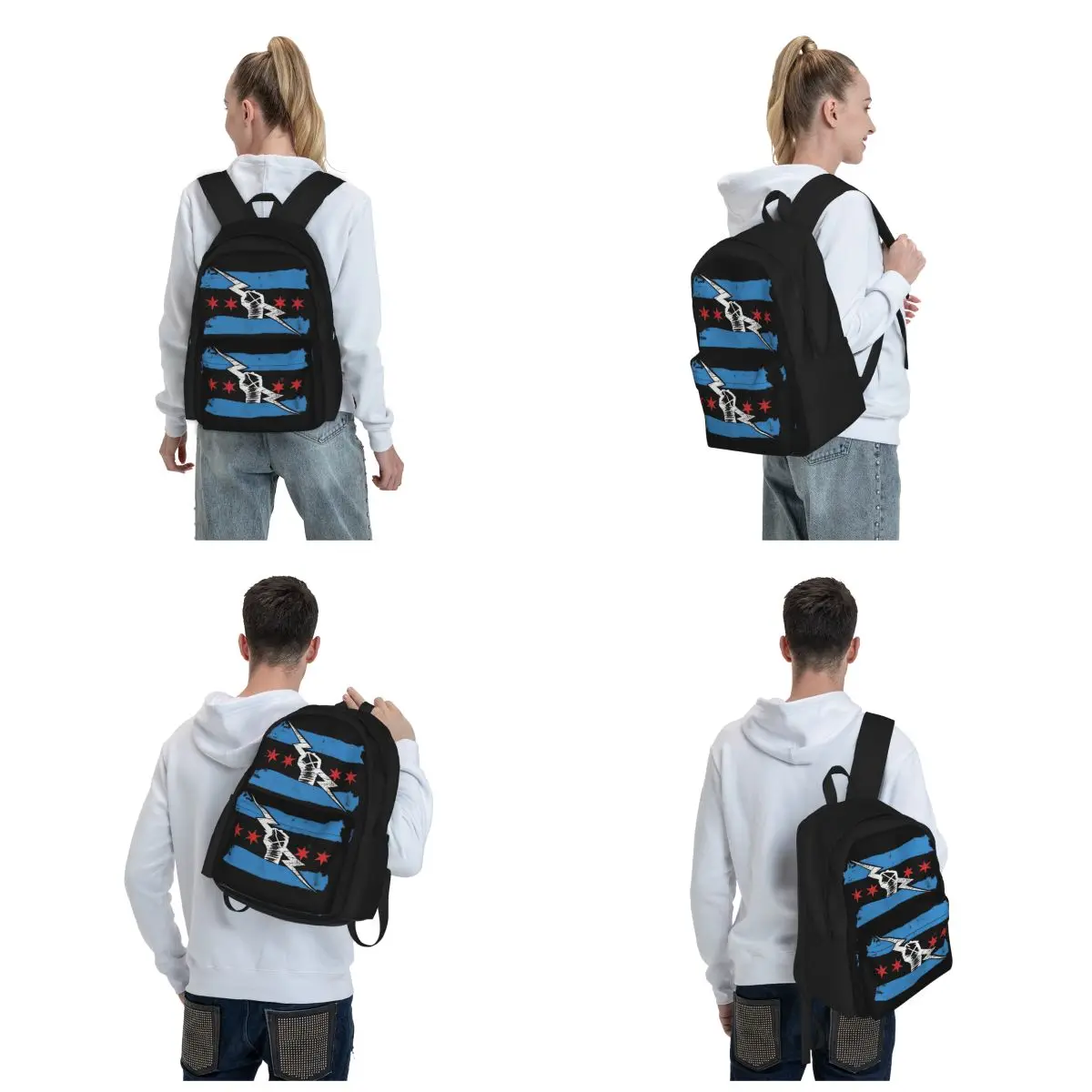 Sac à Dos de Grande Capacité CM Punk WWE pour Garçon et Fille, Cartable d'École pour Étudiant, Cartable de Voyage avec Dessin Animé