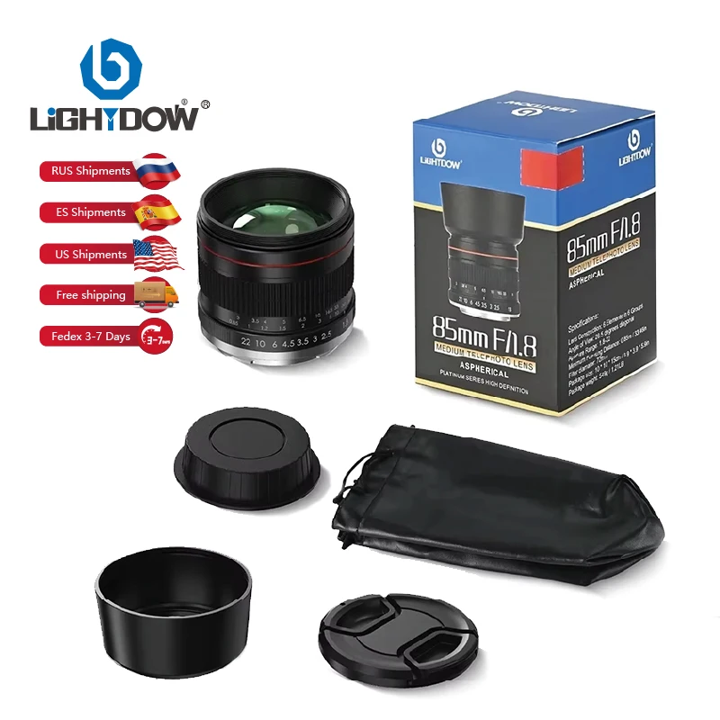 Lightdow 85mm F1.8 Full Frame Manual Focus Portrait Lens for Canon Sony Nikon DSLR Camera RU USA ES Overseas Warehouse Delivery