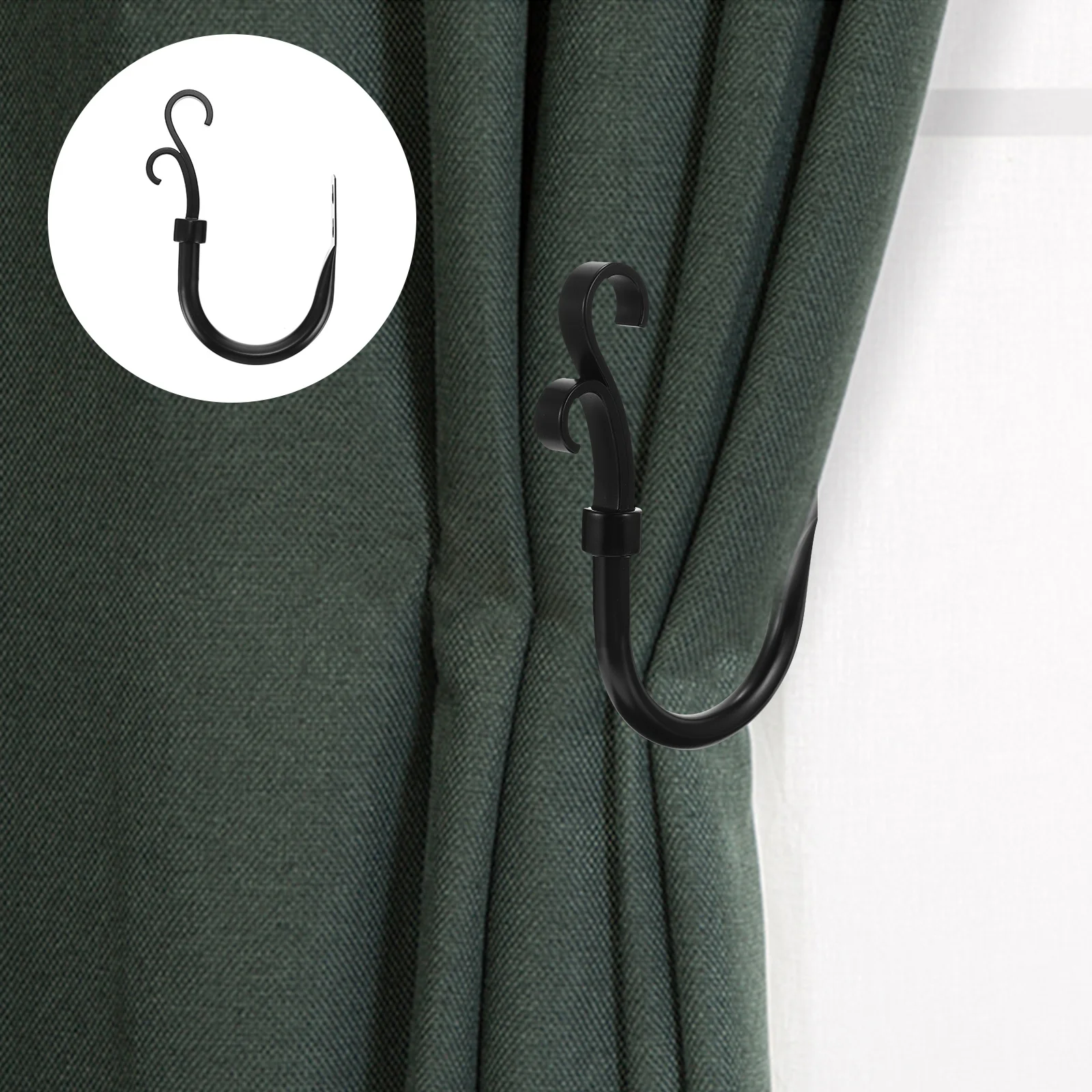 

2Pcs Unique Design Iron Curtain Holdbacks Decorative Wall Hooks for Living Room Closet Curtain Holders Household Hooks