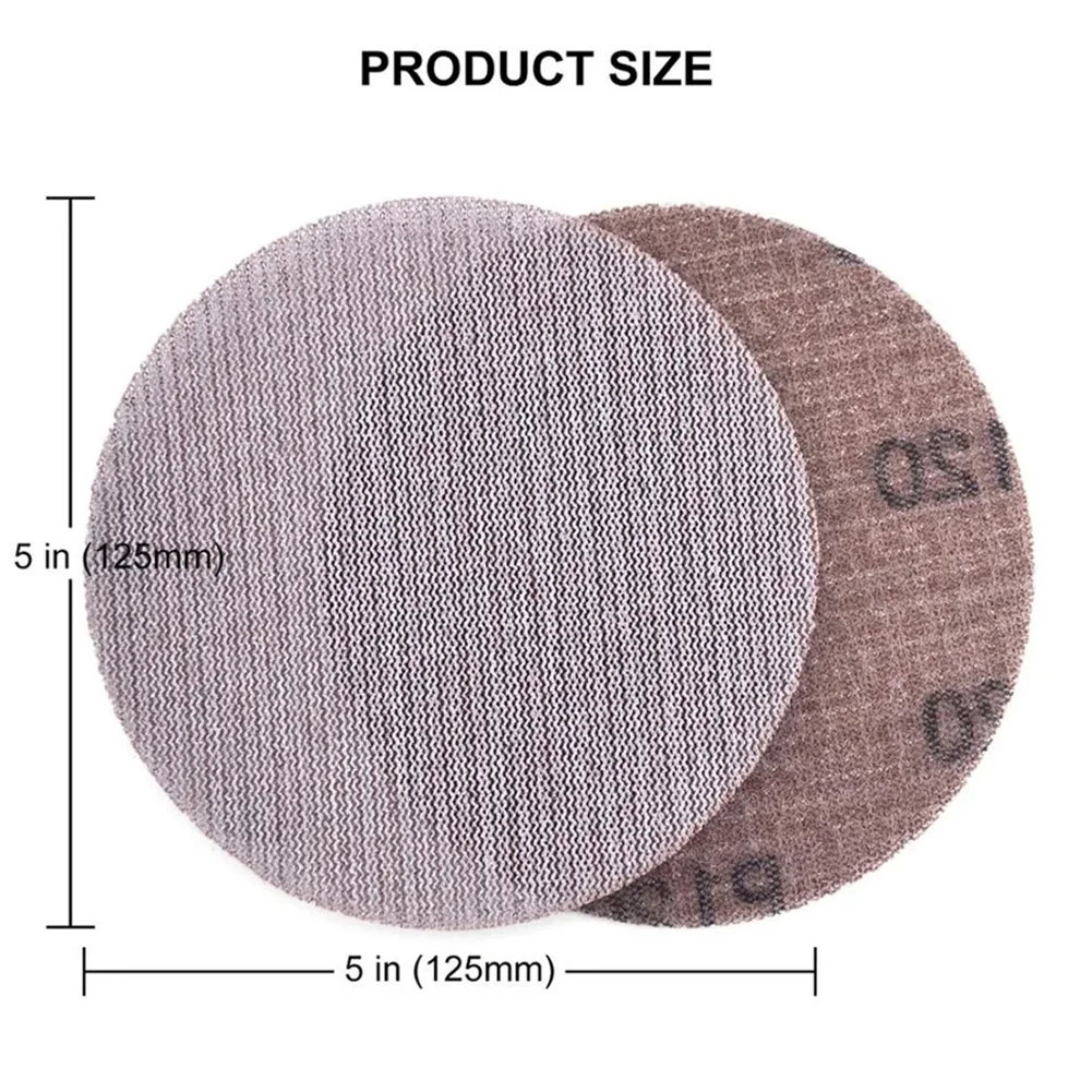 10pcs 5'' 125mm Mesh Sanding Discs Hook&Loop Abrasive Dust-Free Disc 600 Grit Anti-Blocking Grinding Sandpaper For Wood