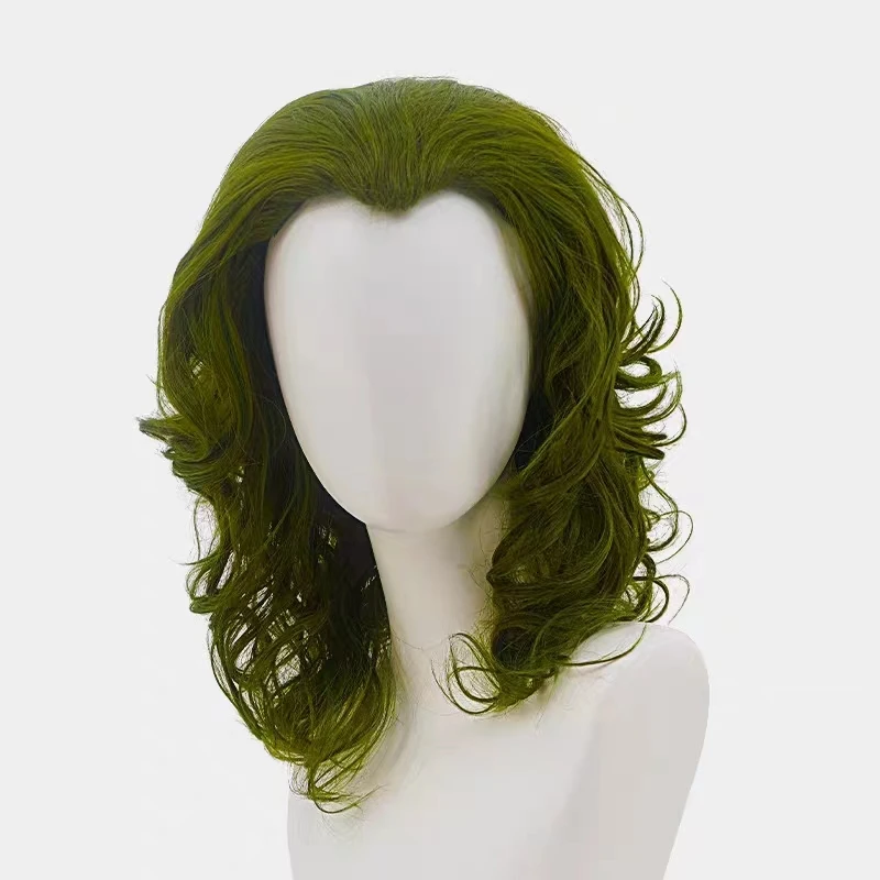 

Male Wig Halloween Costume for Man Cosplay Joker Arthur Fleck Green Short Curly Party Dress Costume