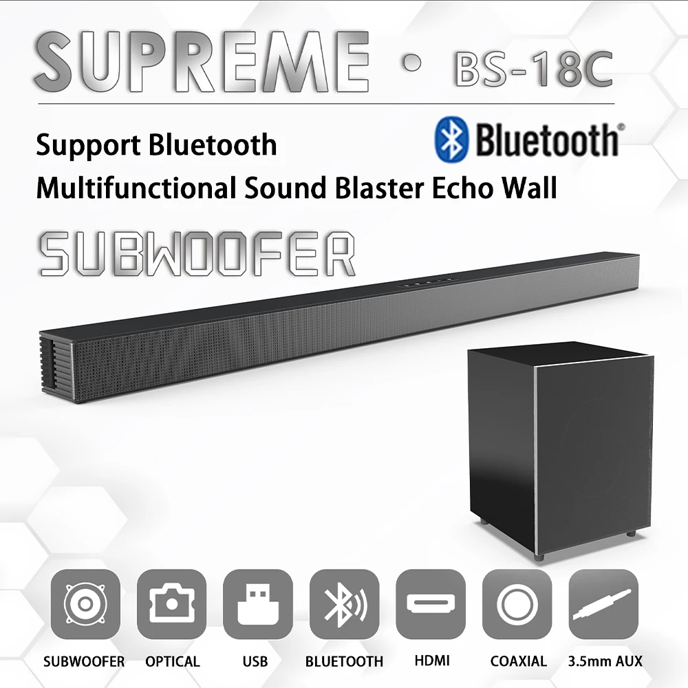 BS-18C Wireless Bluetooth Speaker Echo Wall TV Computer Speaker Subwoofer Speaker Built-in DSP Chip Subwoofer Stereo Speaker