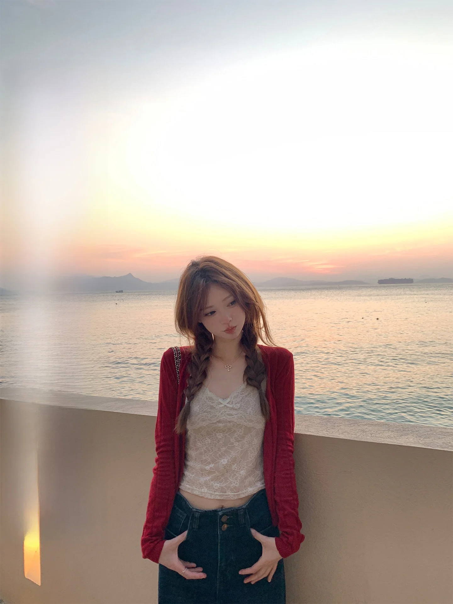 

Zzhen 0323 2000 Women's Knitted V-Neck Cardigan Hollow out Heart-Shaped Design Versatile Lightweight Spring Outerwear