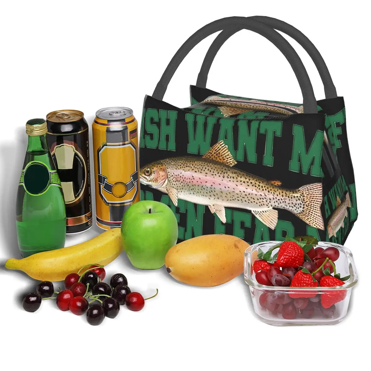 Fish Want Me Women Fear Me Portable insulation bag for Cooler Thermal Food Office Pinic Container