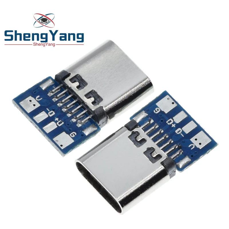 TZT 10pcs USB 3.1 Type C Connector 14 Pin Female Socket receptacle Through Holes PCB 180 Vertical Shield USB-C