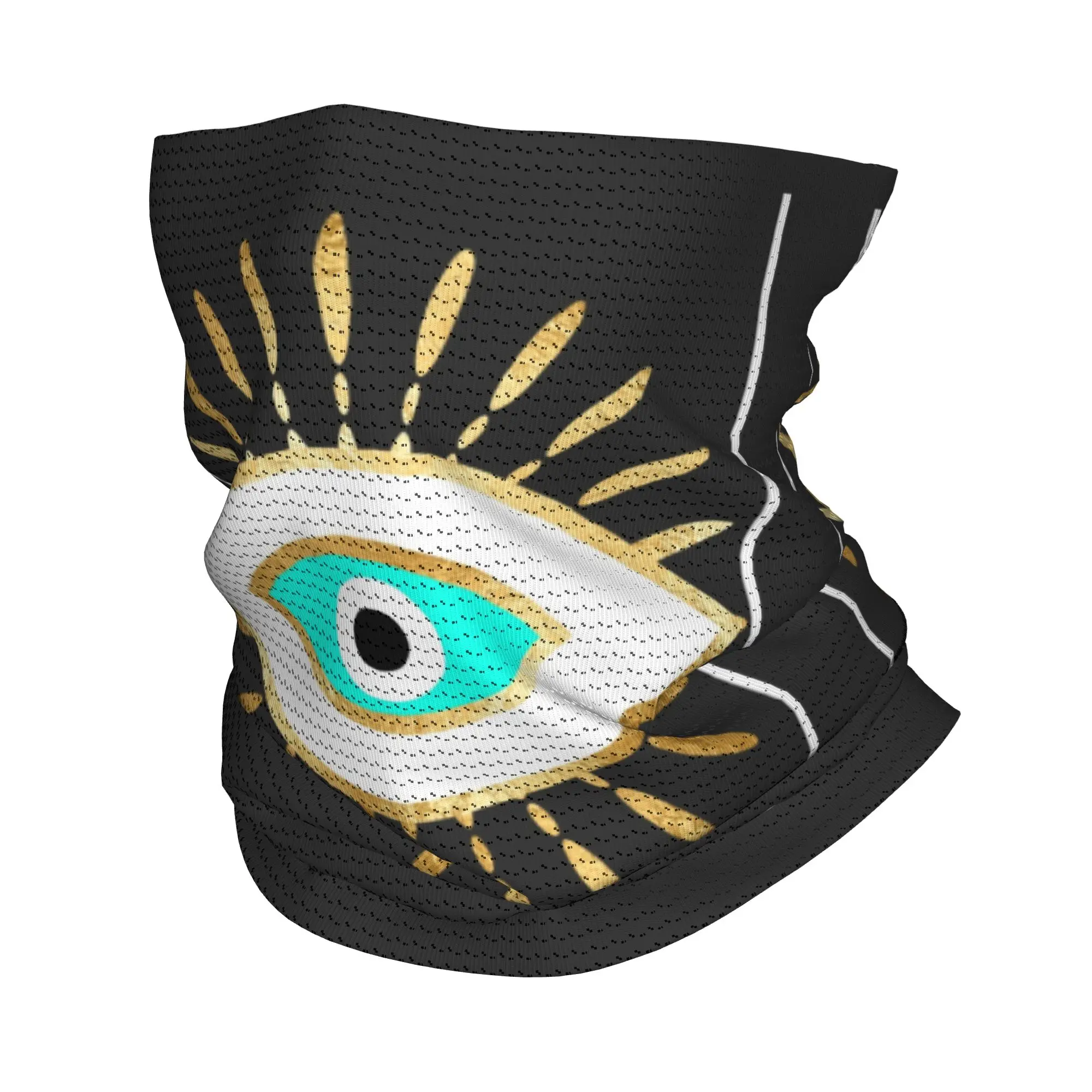 Hamsa Evil Eye Gold Foil Print Bandana Neck Gaiter Windproof Face Scarf Cover Men Women Nazar  Amulet Headwear Tube Balaclava