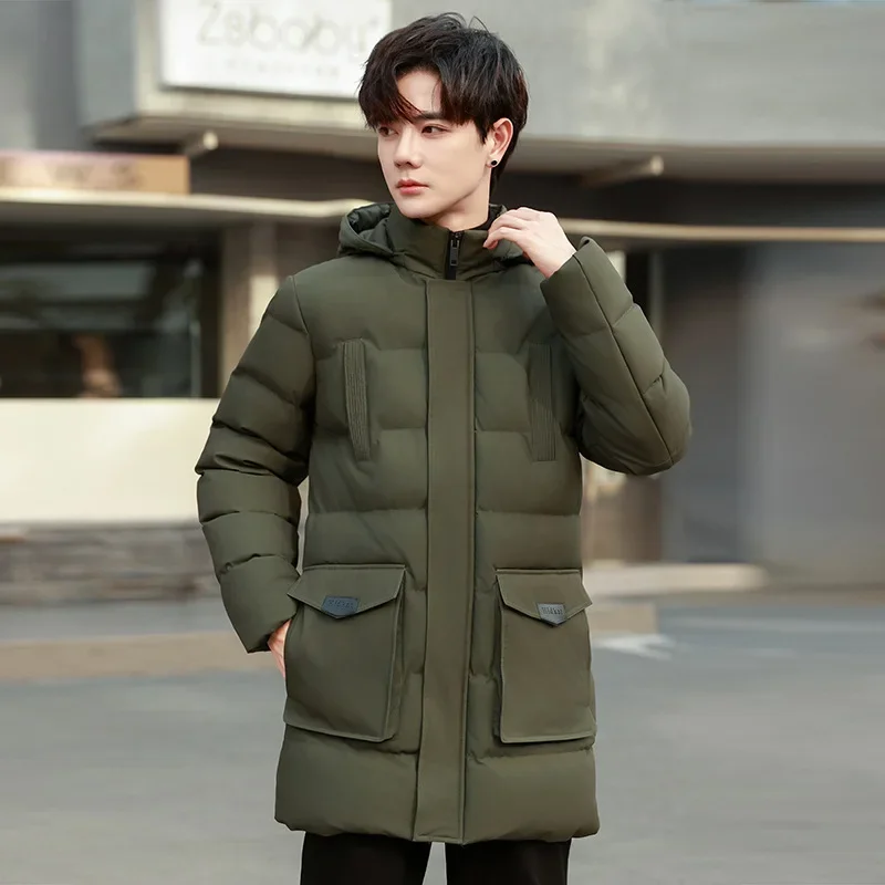 High-quality Men's Brand Winter New Cotton Jacket Coat, Men's Casual Fashionable Warm Mid-length Cotton Coat, Young People