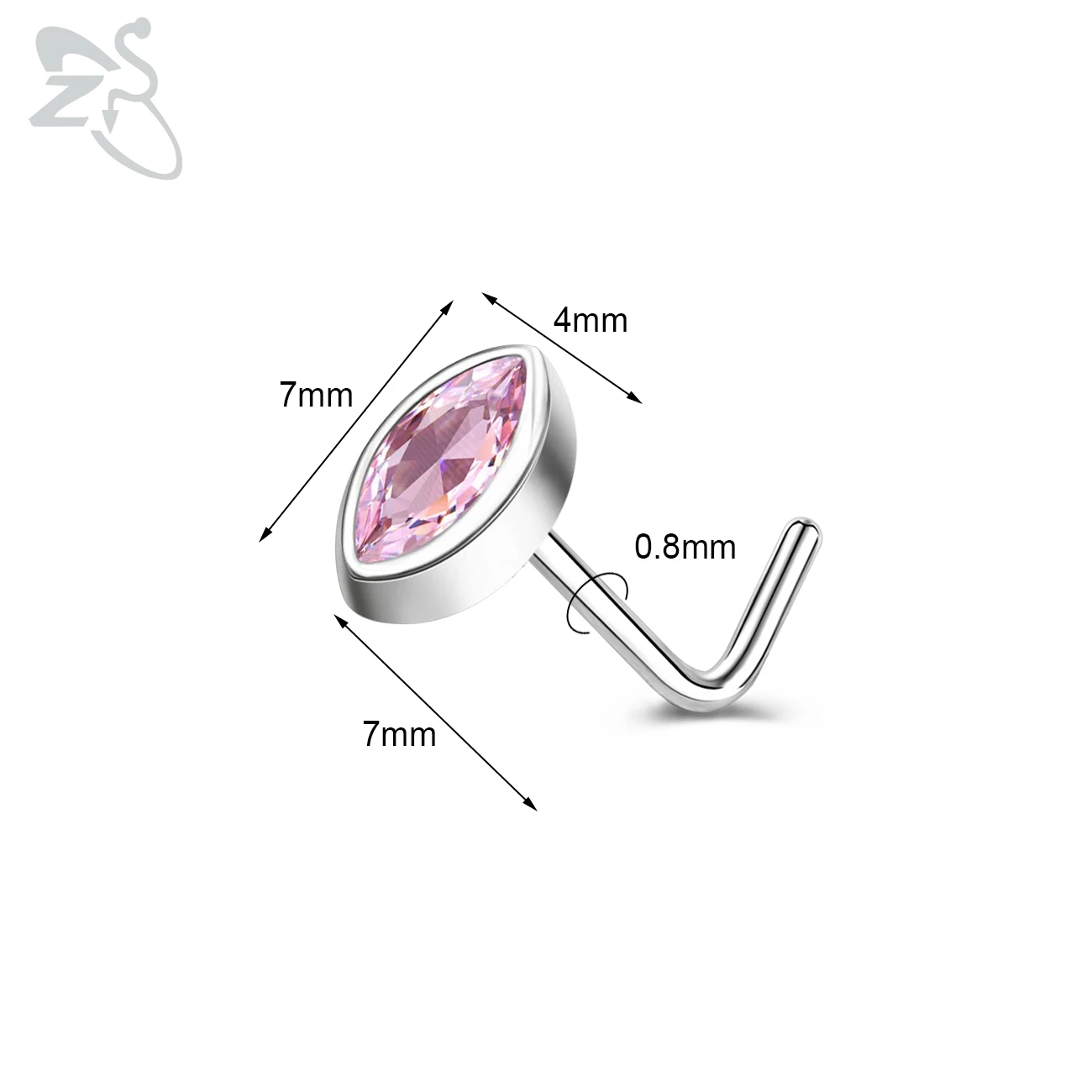 Cute CZ Crystal Nose Stud L-Shape