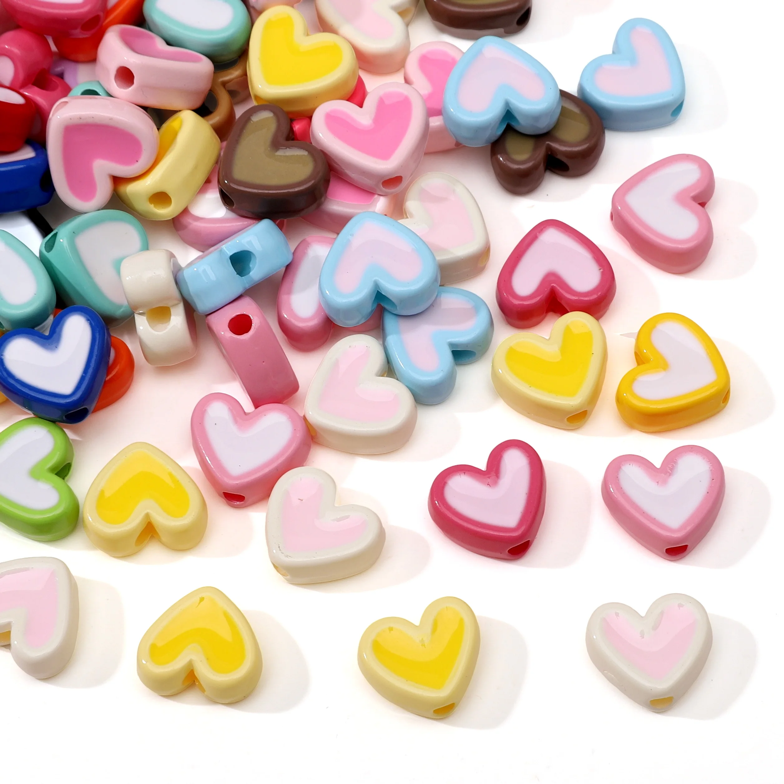 5/20Pcs Acrylic Heart Beads Loose Spacer Beads Jewellery Making DIY Bracelet Phone Chain Charm Pendant Jewelry Making Materials