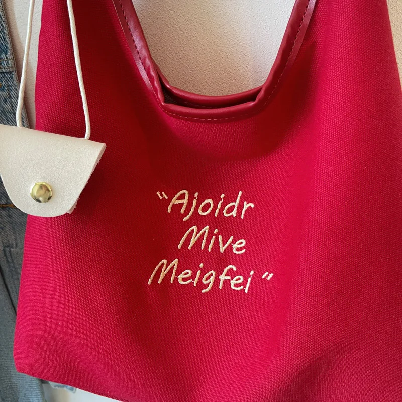 กระเป๋าผู้หญิงใหม่ ฤดูใบไม้ร่วง 2025 - กระเป๋าผ้าแคนวาสขนาดใหญ่พิเศษ สะพายข้าง/ถือ  สไตล์มินิมอลแบบเกาหลี