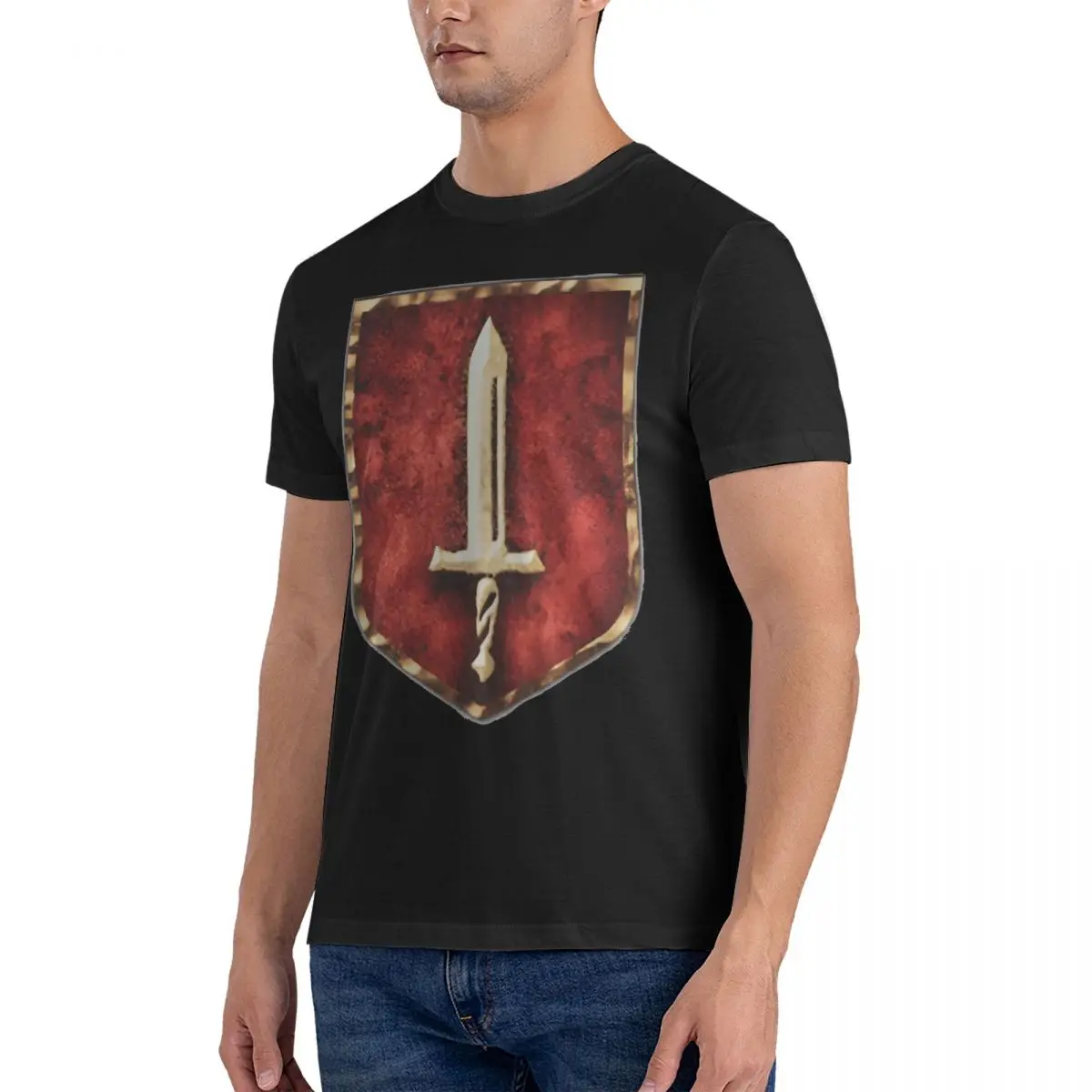 Edged Sword T Shirt Men 100% Cotton Cool T-Shirts Crewneck Dragon's Dogma Tee Shirt Short Sleeve Clothing Birthday Gift