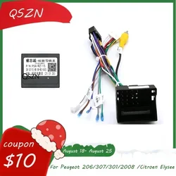 QSZN Canbus Box Decoder PSA-RZ-15 For Peugeot 206/307/301/2008 /Citroen Elysee 16 PIN Power Harness Wiring Cables Car Radio