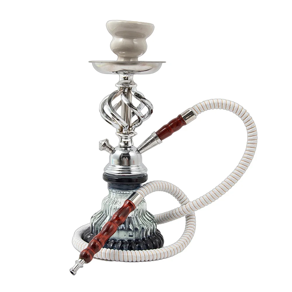 مجموعة شيشة الشيشة الزجاجية الكاملة مع ملقط وعاء السيراميك خرطوم الشيشة الشيشة Nargile Sheesha Narguile Chicha أنابيب المياه النرجيلة