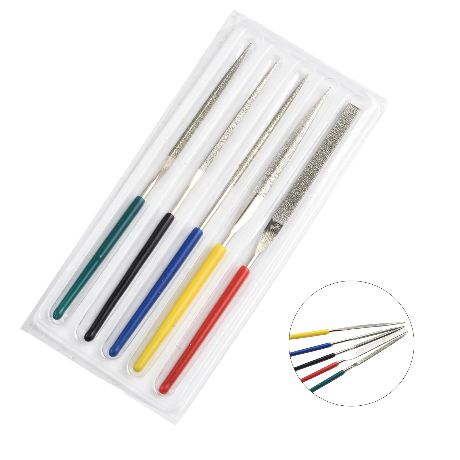 5Pcs Small Diamond Files Needle Set 2×100mmMini Needle File Kit Pocket Diamond Files DIY Woodworking Hand Tools