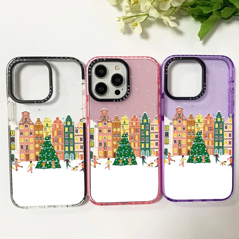 Hot Christmas Tree Silicone Soft Case For Iphone 11 14 15 Pro Max Funda 12 13 Pro 7 8 Plus SE 2020 X XR XS Shockproof Bumper