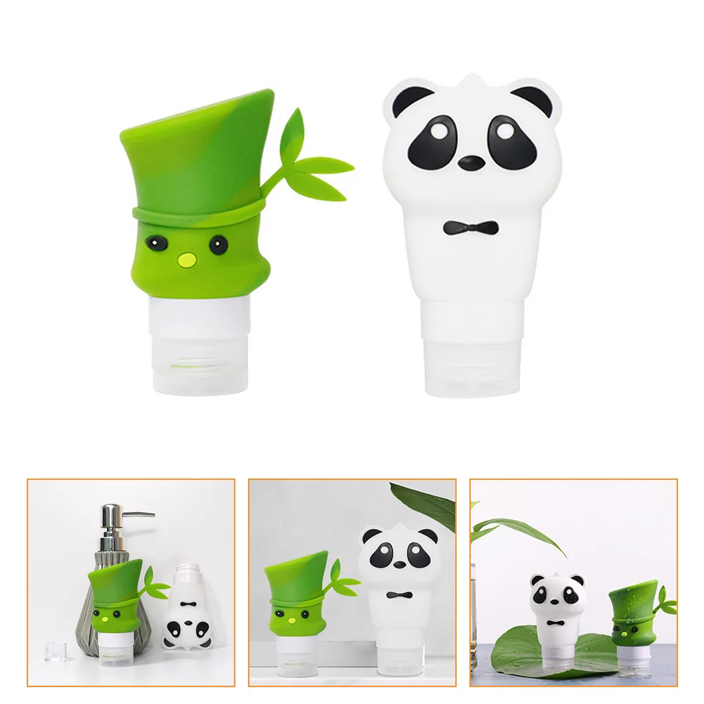 1Set Cartoon Lotion Bottle Set Assorted Color Food Grade Silicone Liquid Soap Hand Soap Dispenser Portable Travel Shampoo Shower