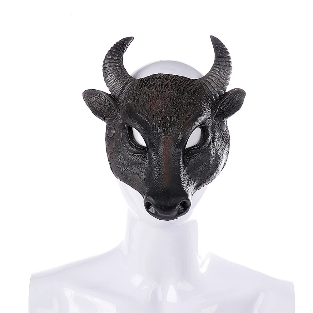

Ox Head Mask Pu Durable Lightweight 3D Animal Cow Cosplay Halloween Party Simulation Mask For Kids Adults Costume Play