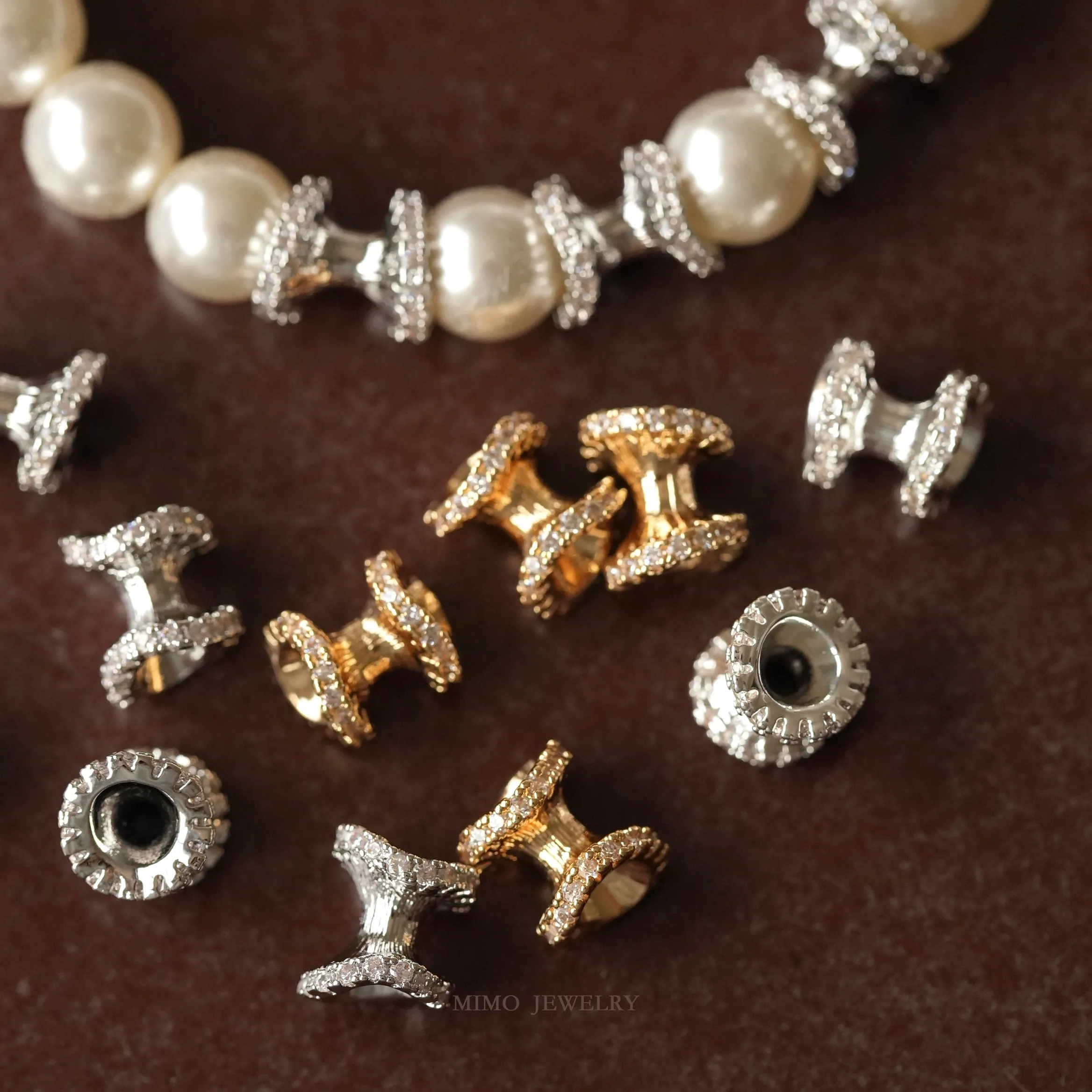 Zircon Skirt Edge Flower Bed Irregular Bead Separation Design Charms Pendant Supplies DIY Hand Brass Gold Plated Accessories