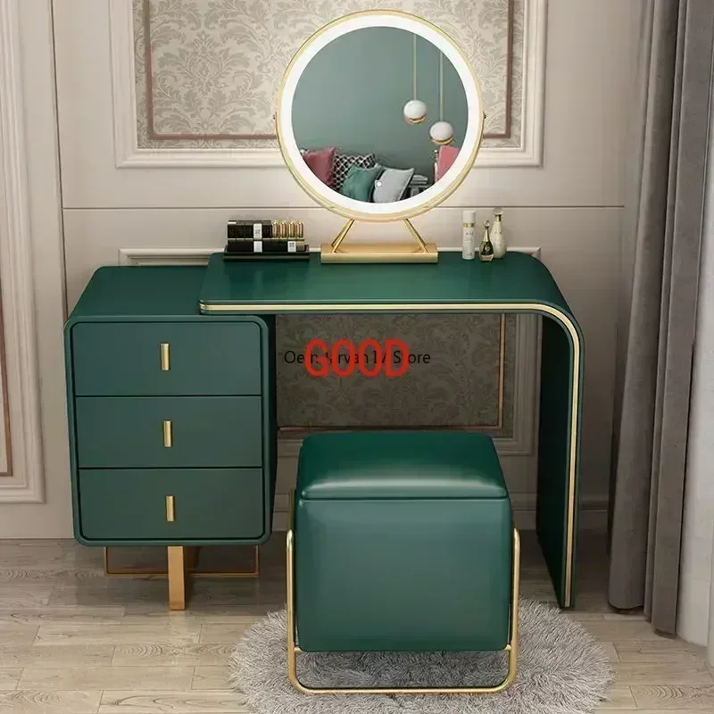 Dressers Luxury Dressing Table Lights Mirror Makeup Nordic Ins Dressing Table Cabinet Toaletka Do Coiffeuse Bedroom Furniture