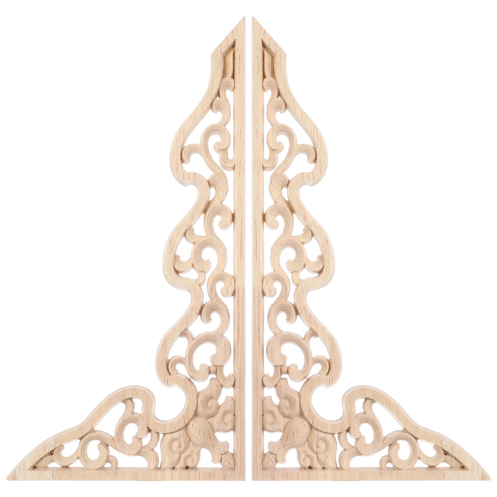 

2pcs Wooden Carving Decorative Pieces 26x13cm Unfinished Wood Applique Furniture Doors Mirrors Classical Artistic Pattern