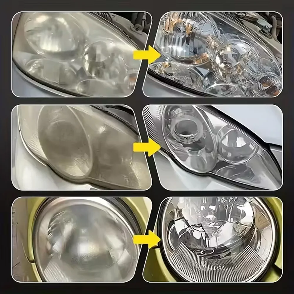 Car Headlight Restoration Paste Remove Yellowing Lens Haze Scratch Repair Polish Kit with Sponge 70g for Night Driving Clarity