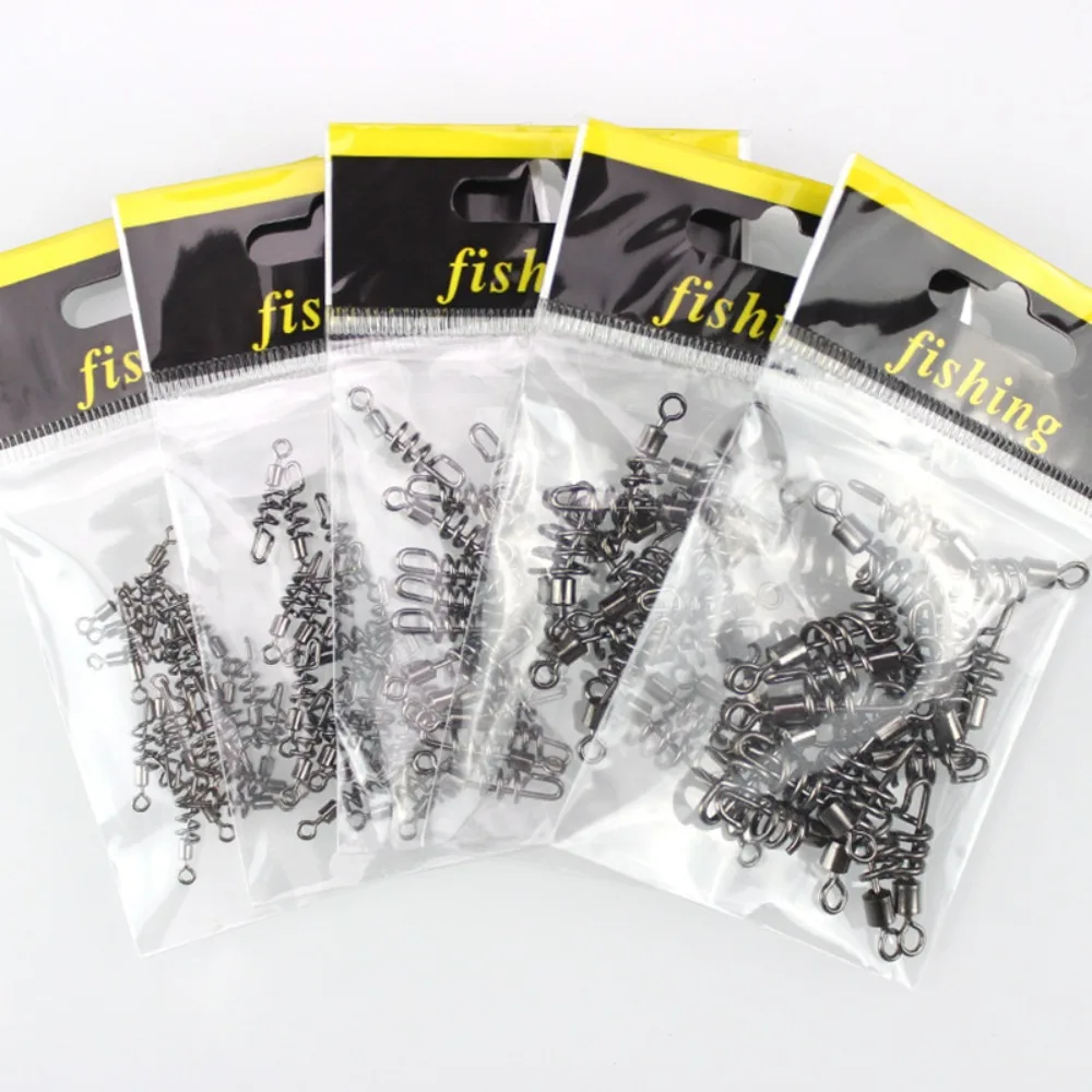 20PCS 2#-10# Fishing Rolling Swivel with Screwed Snap Stainless Steel 8-Shape Connect Ring Quickly Entering The Water