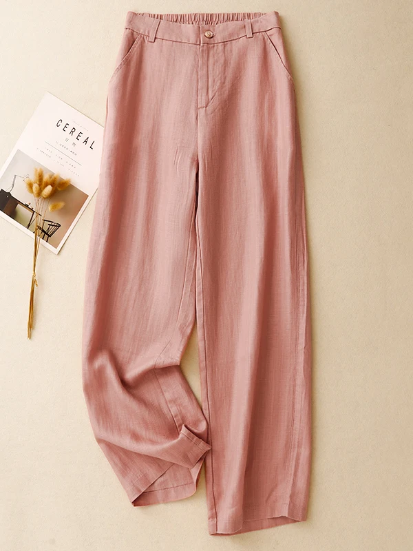 High-End Lyocell Anti-Wrinkle Linen Wide Leg Pants Women's Spring Summer Thin Cotton Linen Casual Loose Dra Floor-Length ...