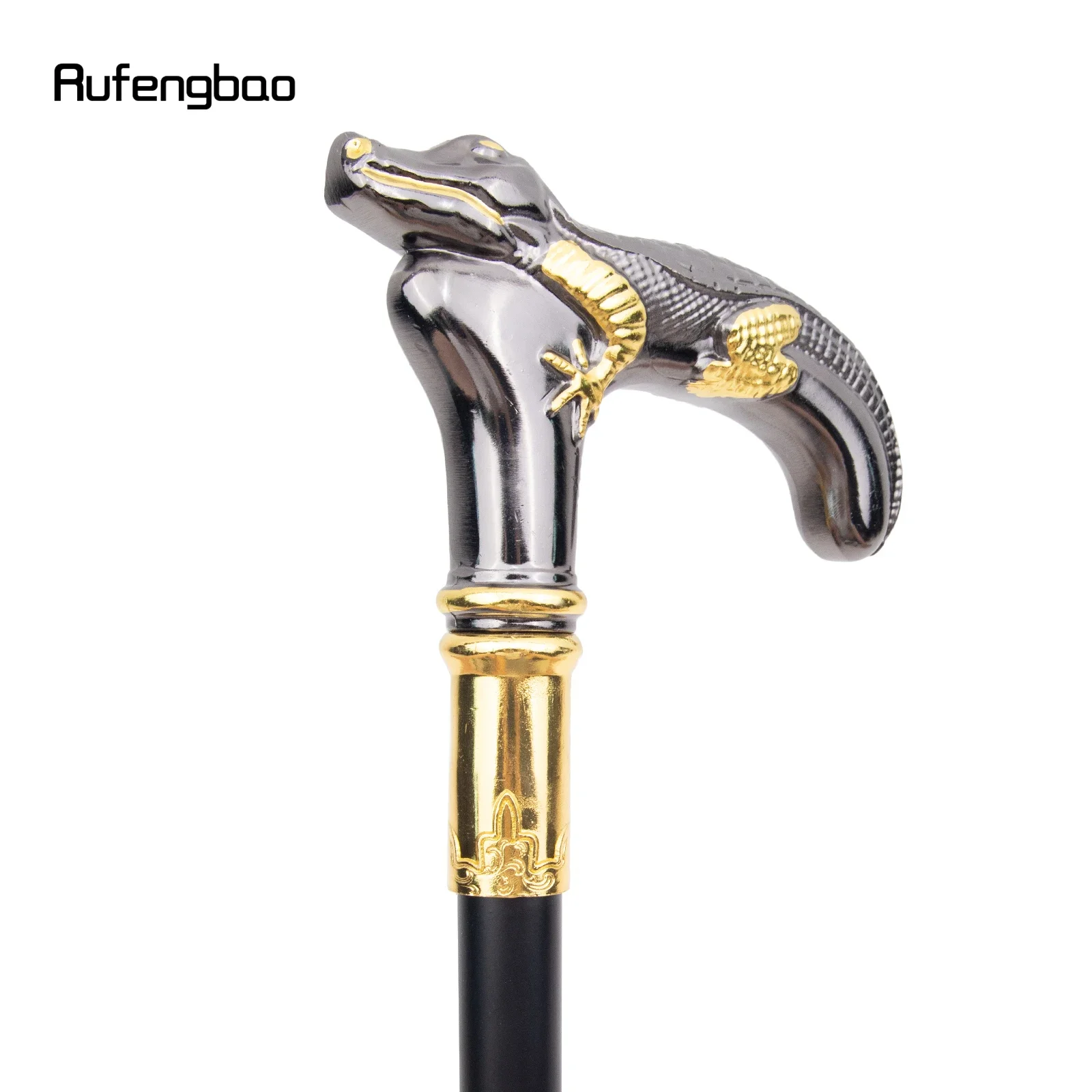 Golden Black Lizard Walking Cane Fashion Decorative Walking Stick Gentleman Elegant Cosplay Cane Knob Crosier 89cm