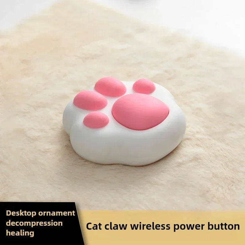 Cat Claw Pushbutton Desktop Computer Wireless Switch Silicone Material Wiring Installation Cute Desktop Unzip Decorations Gift