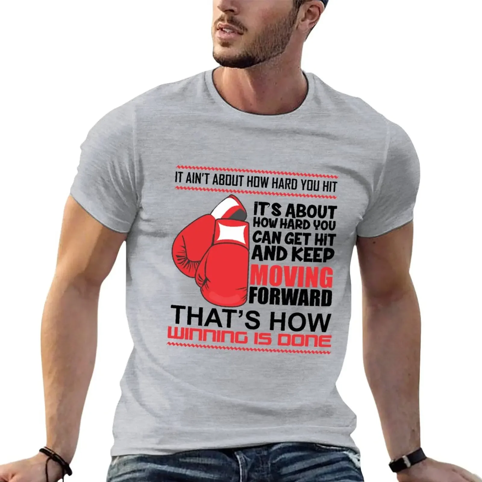 

It Ain't About How Hard You Hit Boxing Motivational T-Shirt tops graphics anime clothes black t shirts for men