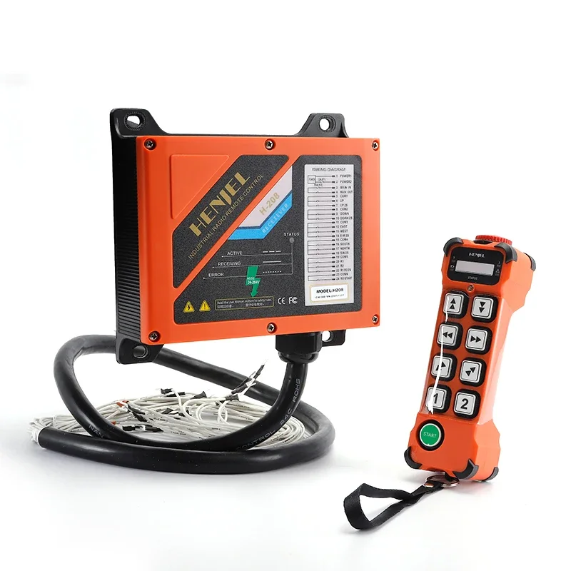 Henjel H208 8 Channel Industrial Wireless Crane Remote Control 2 Transmitters and 12-65V Receiver for Overhead Bridge Travelling