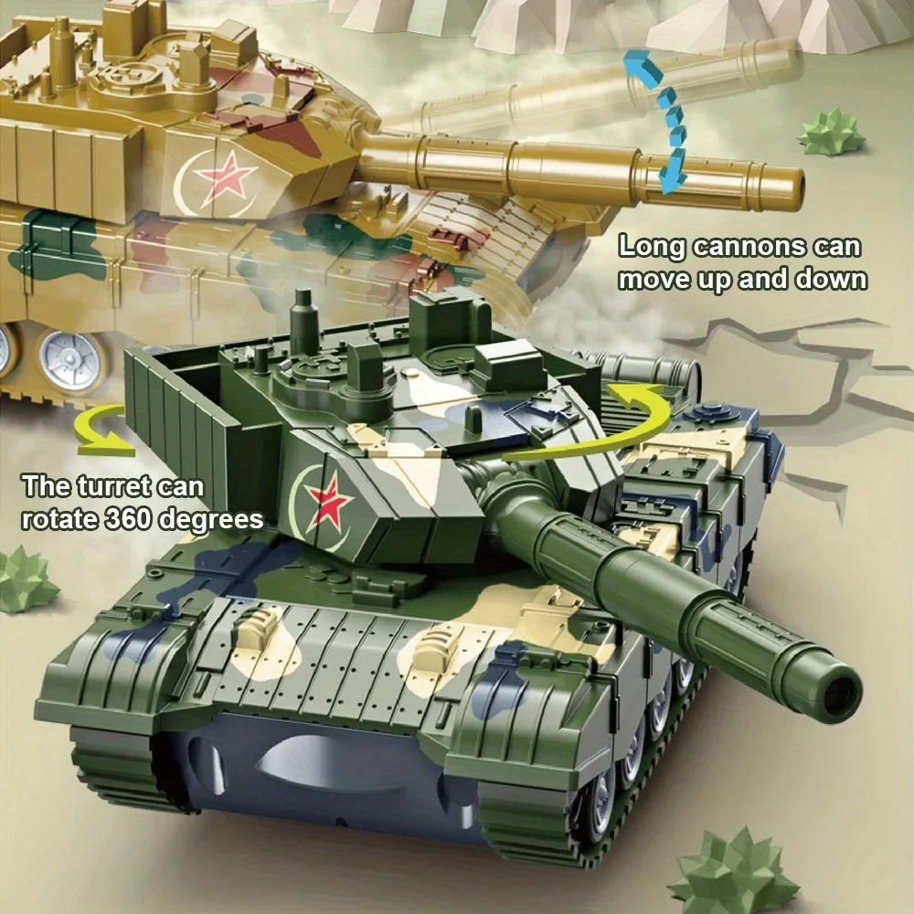 

Children's Simulation MilitaryTank Inertia Car Model Toy,Alloy Diecast with Pull Back Sound Light Tanks Model Toys for Kids Gift