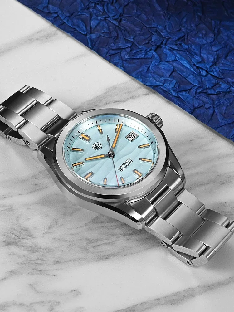 San Martin 39mm Dress Watch for Men NH35 Automatic Mechanical Luminous Sapphire Crystal 10Bar Fashion Business Wristwatch SN0129