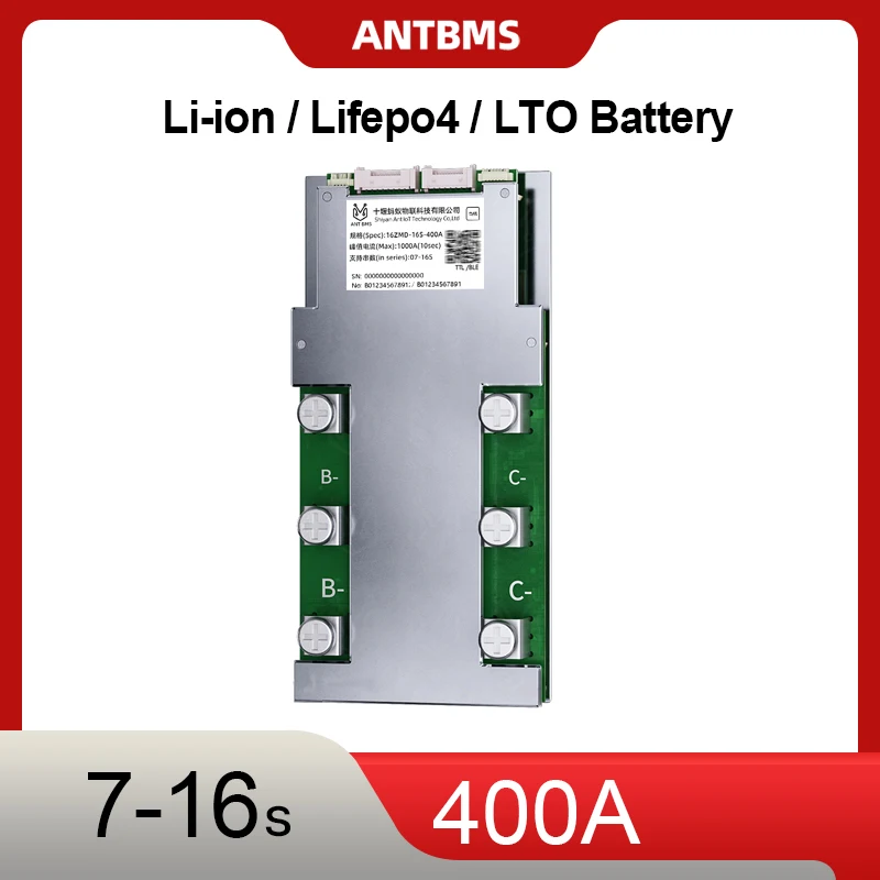 ANT 7-16S 400A Smart Balance BMS with BT APP&CANbus 24-60V Li-ion LiFepo4 Ultra High Power BMS for EV Forklift Powertool DIY