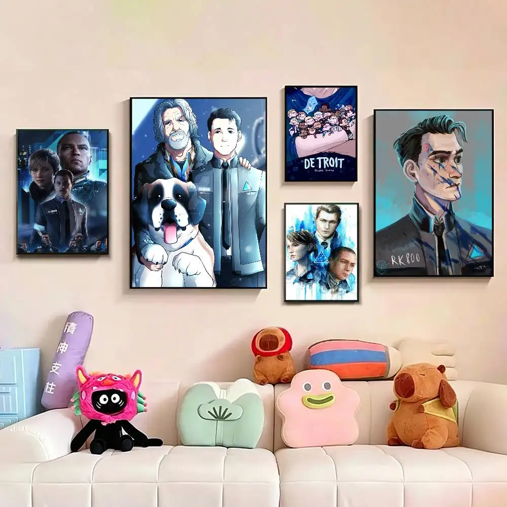 D-Detroit Become Human Game  Poster Perfect Space Sticker Self Adhesive for Office Home Theater Wall Art Decor Fancy Gift