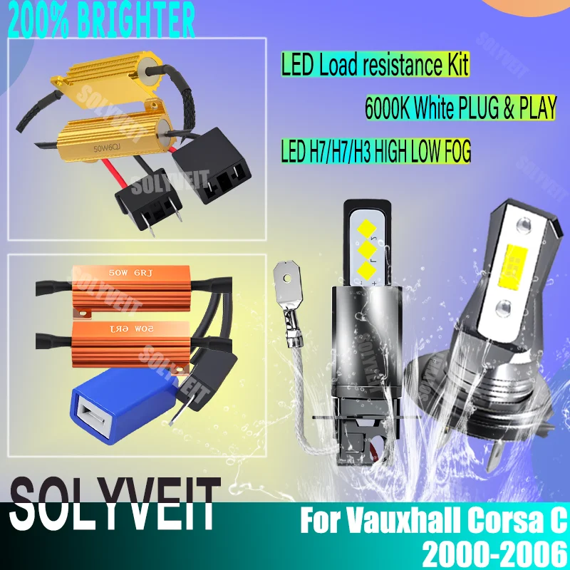 

Pure White Beam, Silent Run: LED Direct Replacement Hi Lo Fog H7 H7 H3 For Vauxhall Corsa C 2000 2001 2002 2003 2004 2005 2006