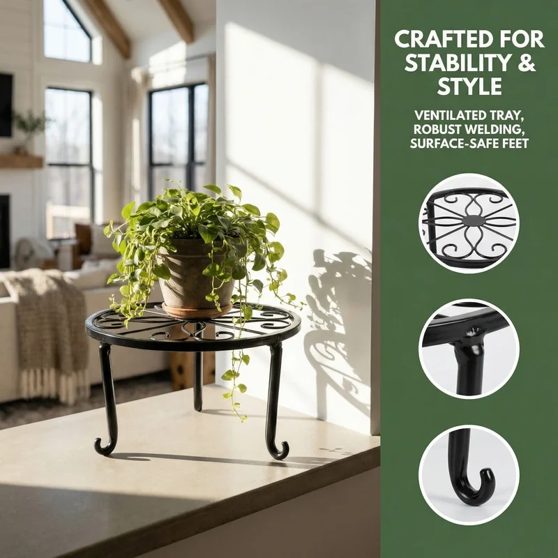 A floor-to-ceiling multi-layered wrought iron flower rack on the balcony1-4A single-piece pot plant stand for succulents and phi