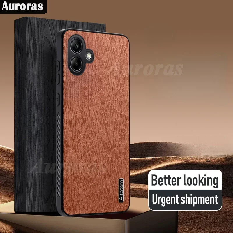 Luxury Retro Wood Grain Leather Case For Samsung Galaxy A06 Full Protect Camera Cell Phone Cover Men Samsung Galaxy A16 LTE A05