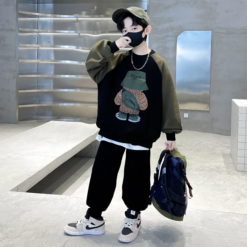 Teen Boys Clothing Sets Spring Autumn Fashion Hoodie Jackets + Pants Sports Childrens Clothes Kids Tracksuit 5 6 8 10 12 14Years