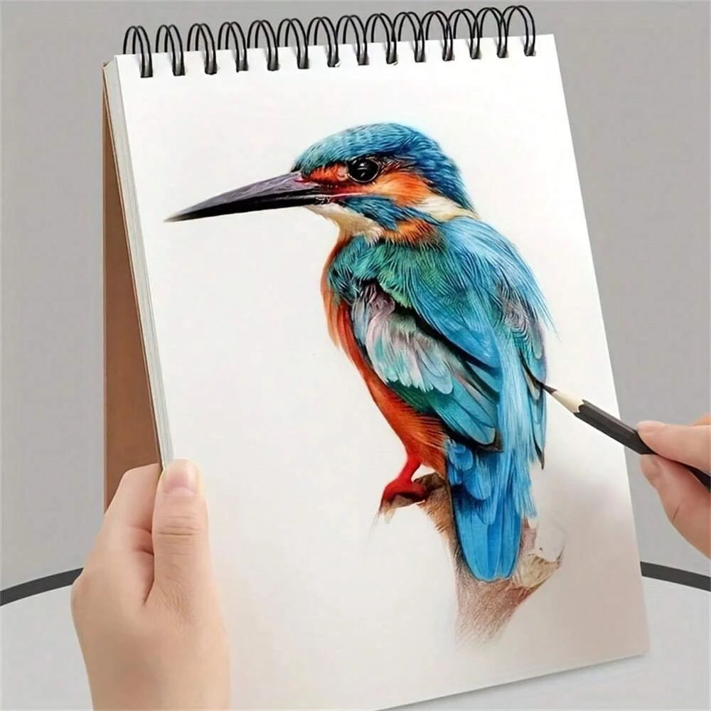 A4 Size Vintage Painting Sketchbook - 30 Sheets Acid-Free Watercolor Paper Spiral-Bound Art Sketch Book for Artists view 2