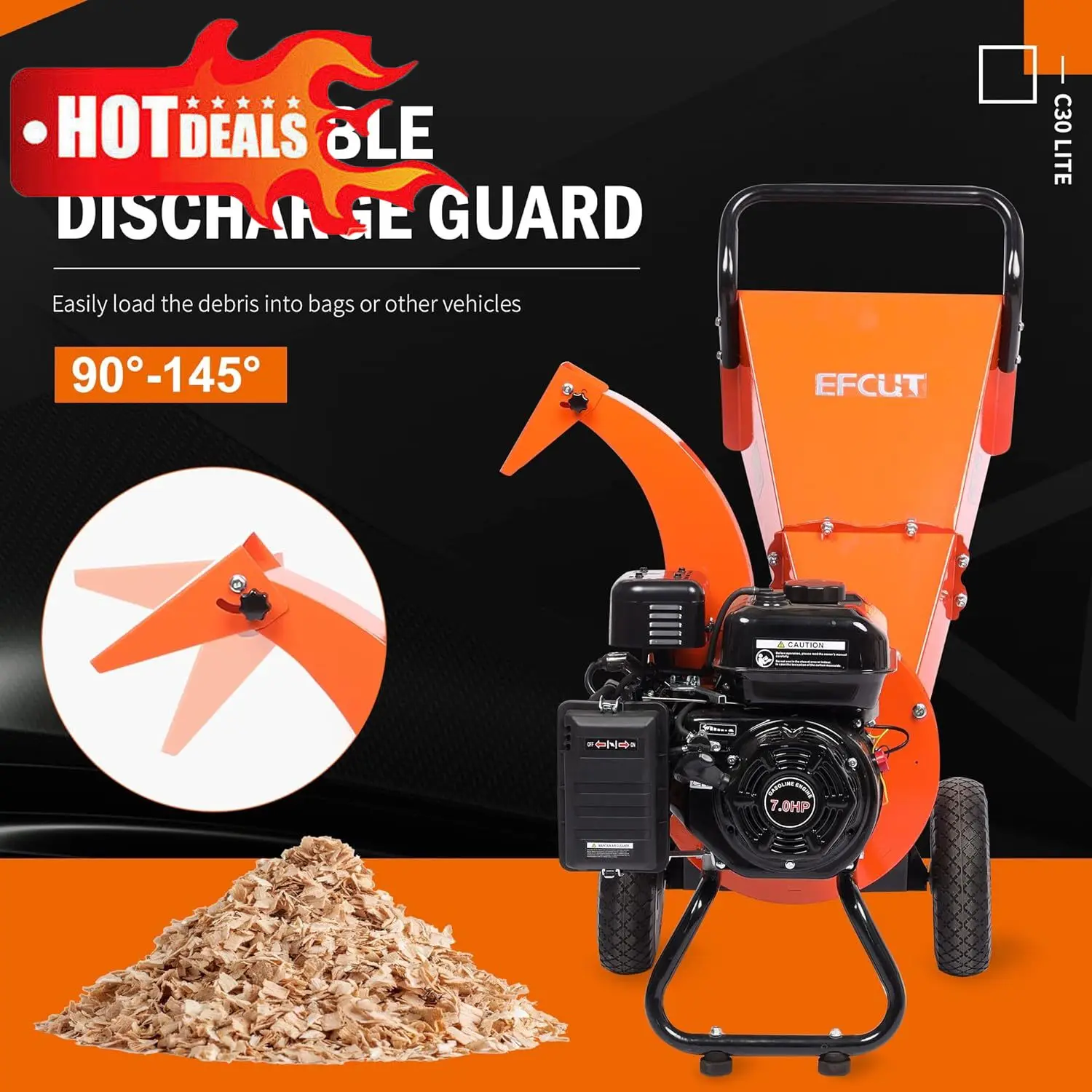 

НОВЫЙ измельчитель древесины C30 LITE, мульчер, сверхмощный, 7 л.с., 212 куб.см, газонный, макс. 3 дюйма