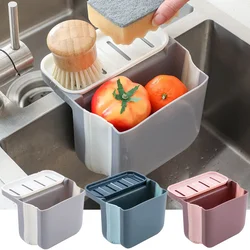 Suction Cup Kitchen Sink Strainer Drain Rack Foldable Soap Sponge Holder Vegetable Leftovers Drainer Basket Hanging Trash Can