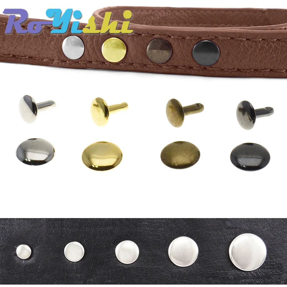 100 Stks/set 6Mm-12Mm Metalen Ronde Dubbele Pet Klinknagels Nagel Voor Lederen Ambachtelijke Accessoires Reparatie Schoenen Tas Riem Kleding