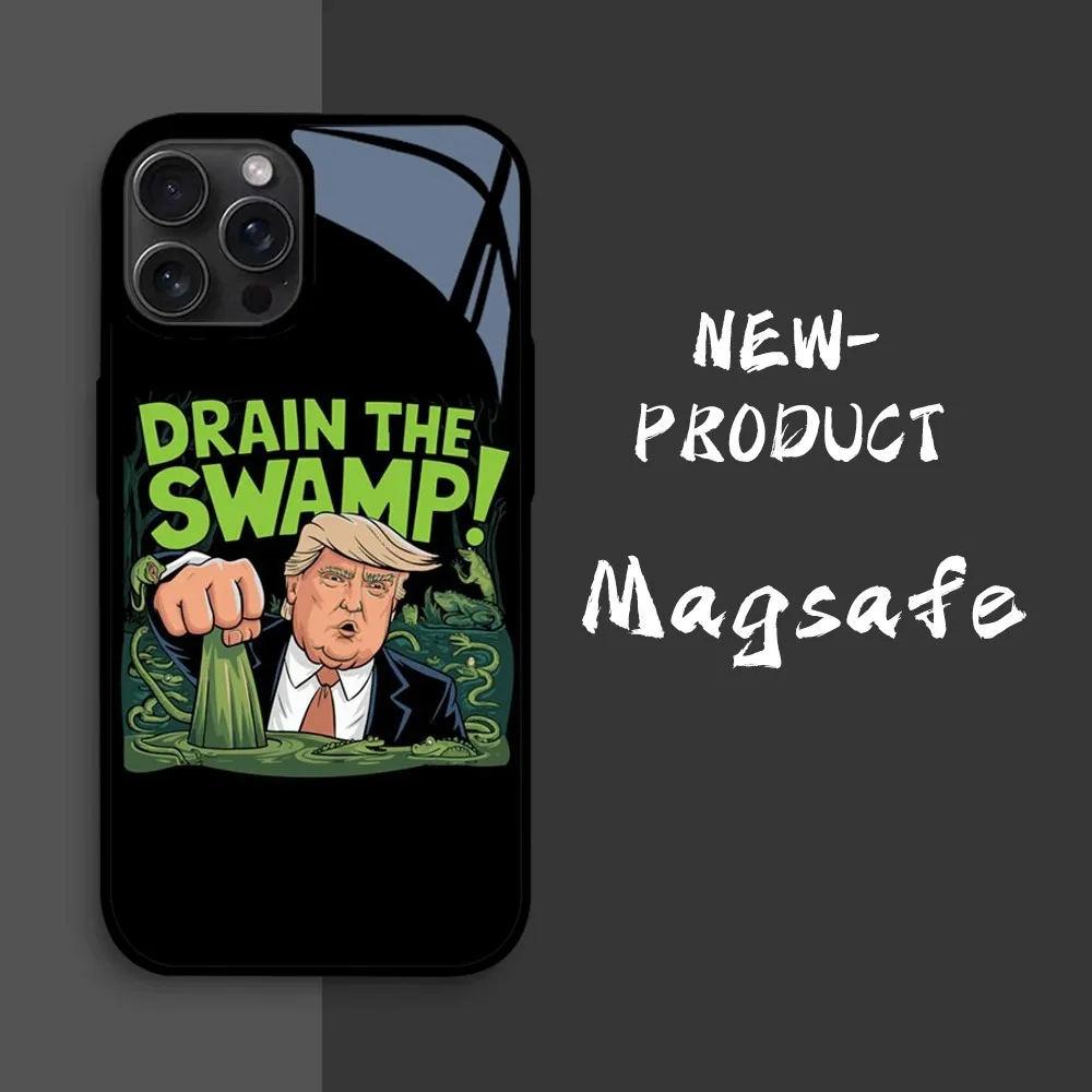 Drain The Swamp2024 Trump Phone Case For IPhone16 15 14 13 12 11 Pro Xs Max Mini XR X 7 8 Plus Luxury Mirror Hard Funda