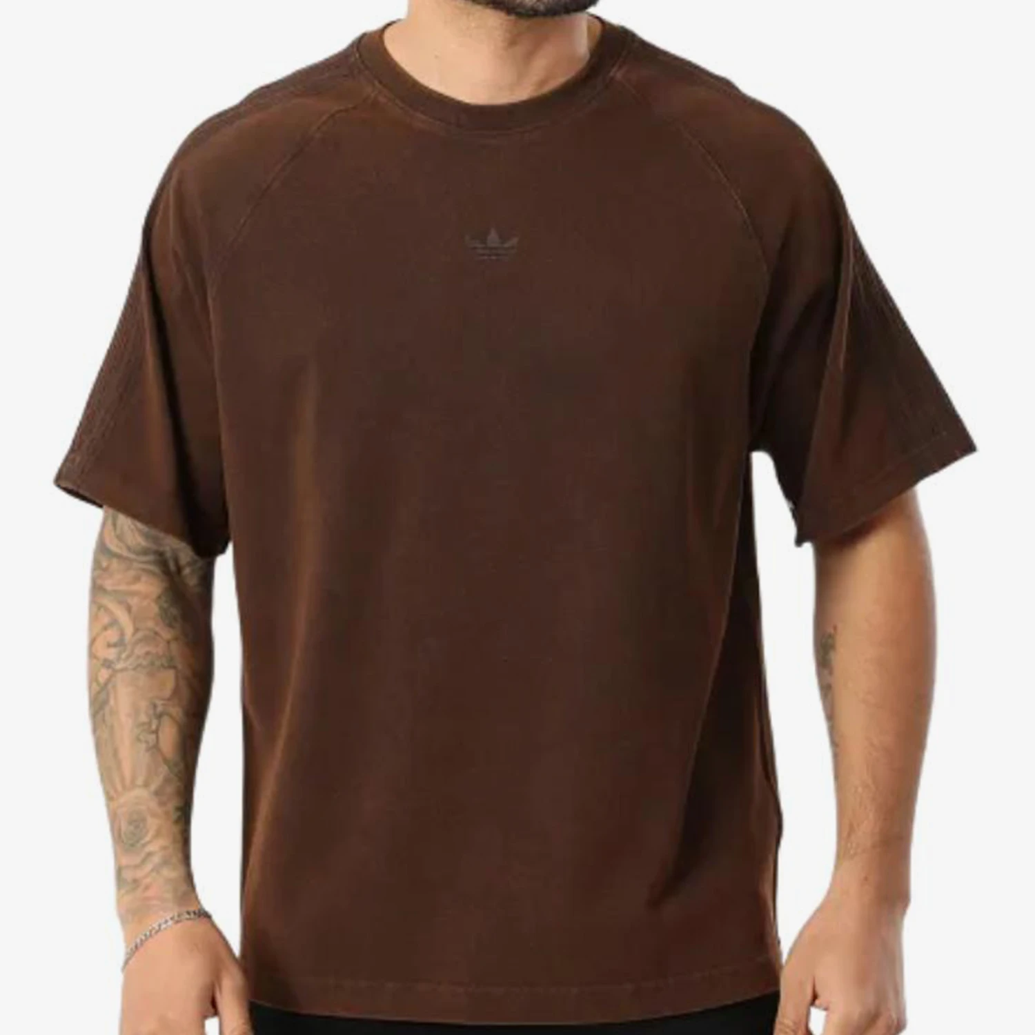 adidas-genuine-clover-new-men's-brown-street-pure-cotton-short-sleeved-t-shirt-kd0743