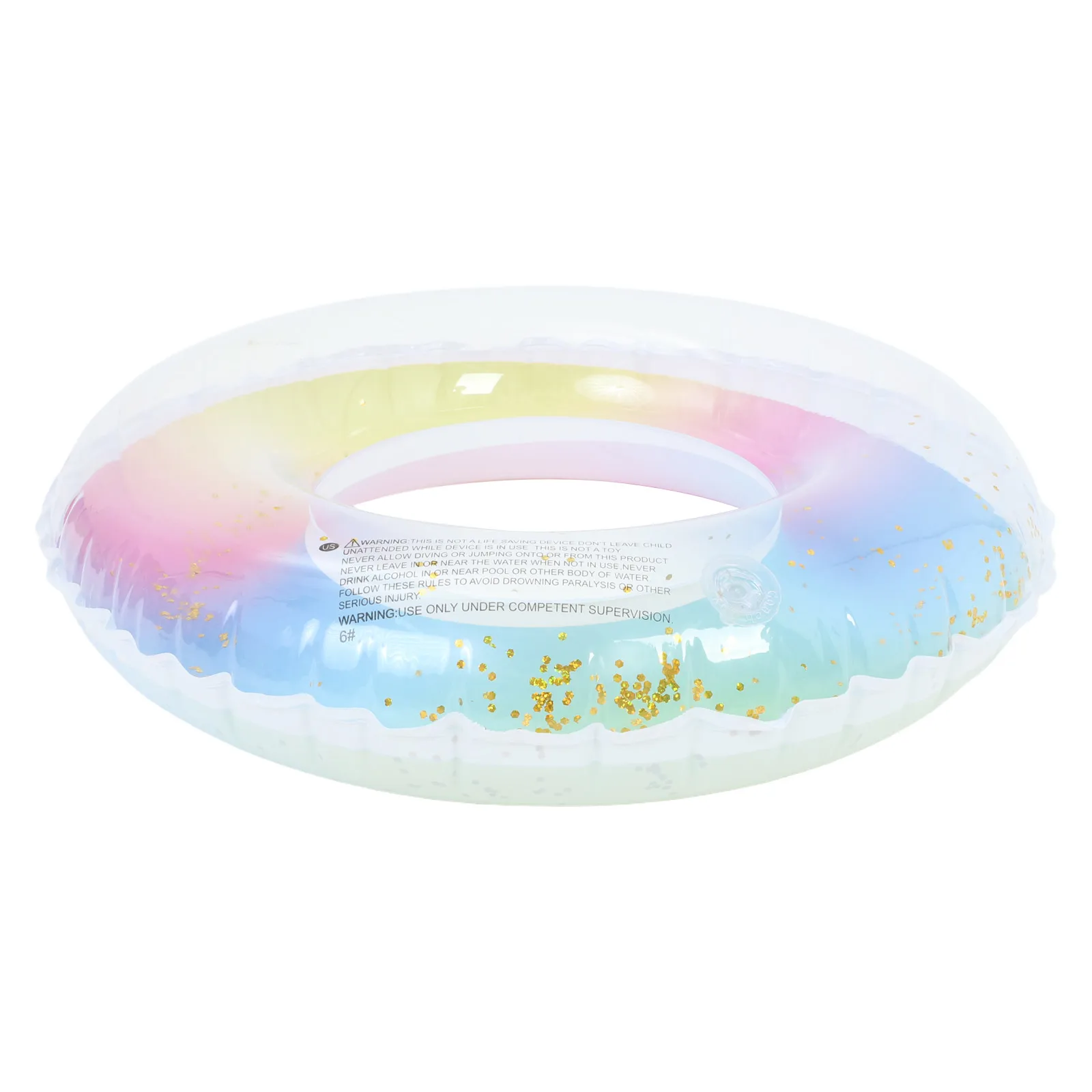 

Rainbow Swimming Ring Sequins Translucent Gradient Inflatable Float Pool Beach Lake Toy for Adults Safe Easy Inflate