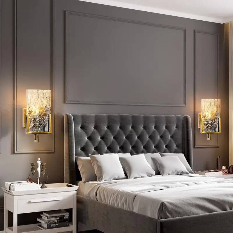 ما بعد الحداثة الجدار مصباح غرفة المعيشة غرفة نوم أباجورة الشمال ضوء الفاخرة التلفزيون حائط الخلفية الممر كريستال آيس كيوب الديكور #4