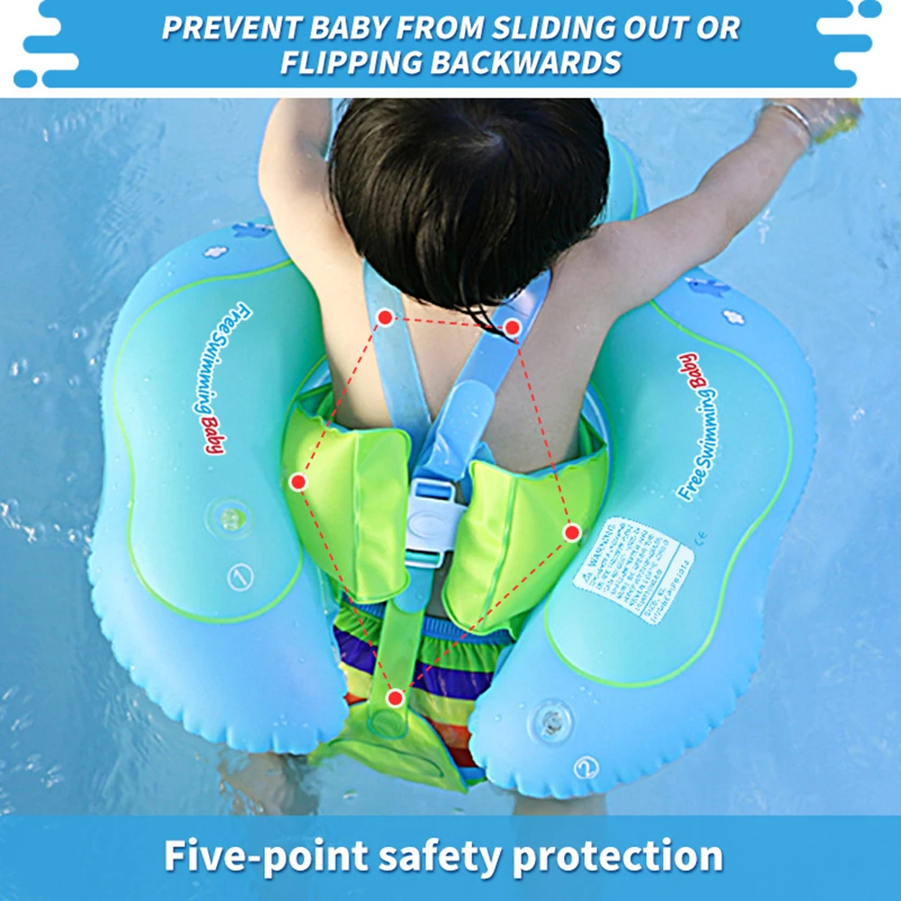 Inflatable Baby Swimming Ring with Removable Sun Canopy Floating Swimming Pool Swim Trainer